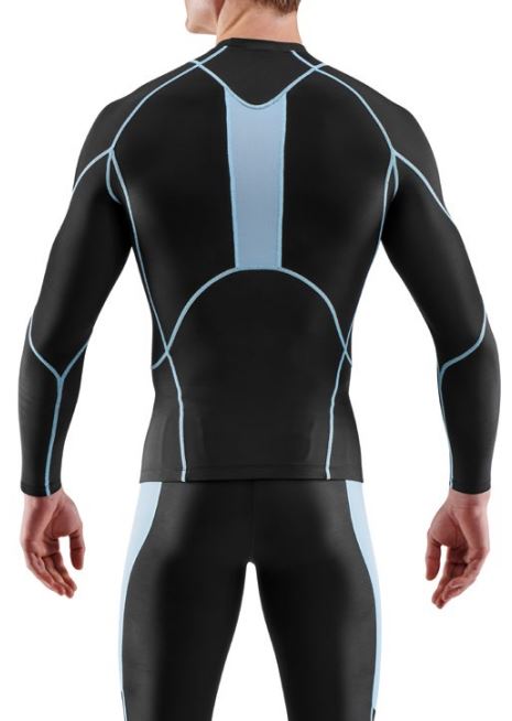 ST0030005 Мужская компрессионная футболка с длинными рукавами SKINS серия 3 smp (Black/Retro Blue Чёрный/Голубой M)