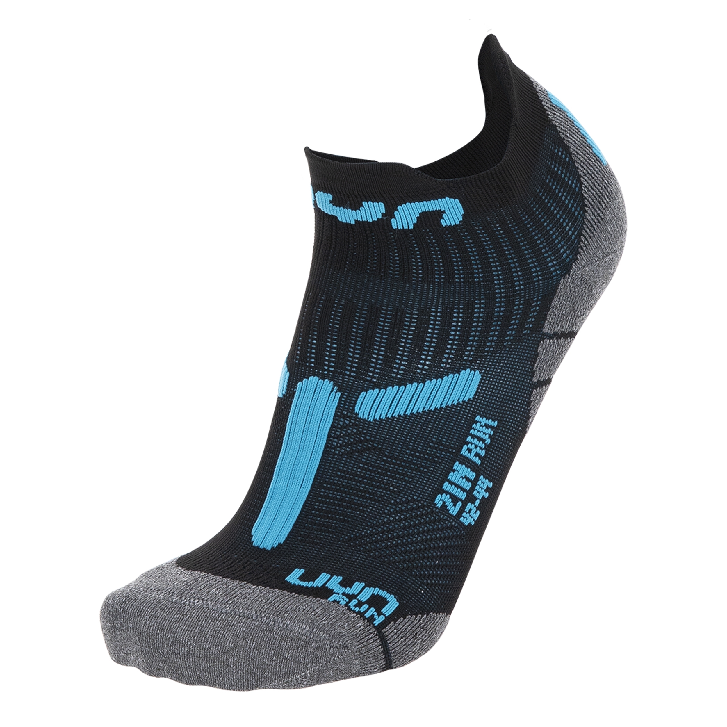 S100223 Мужские компрессионные носки UYN для бега MAN RUN 2IN SOCKS (Black/Turquoise Чёрный/Голубой 45/47)