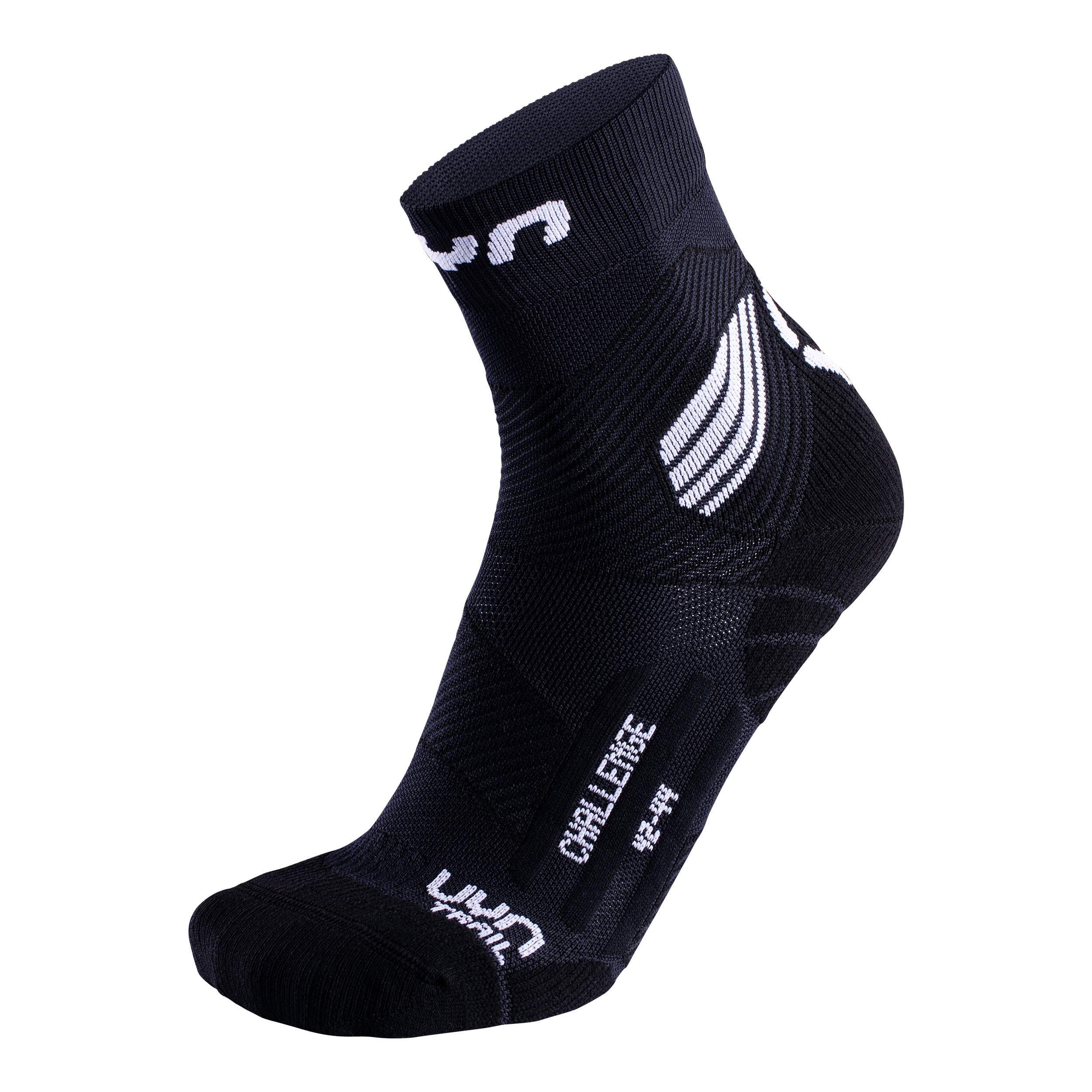 S100074 Мужские компрессионные носки UYN для бега RUN TRAIL CHALLENGE MAN (Black/white Чёрный/Белый 39/41)