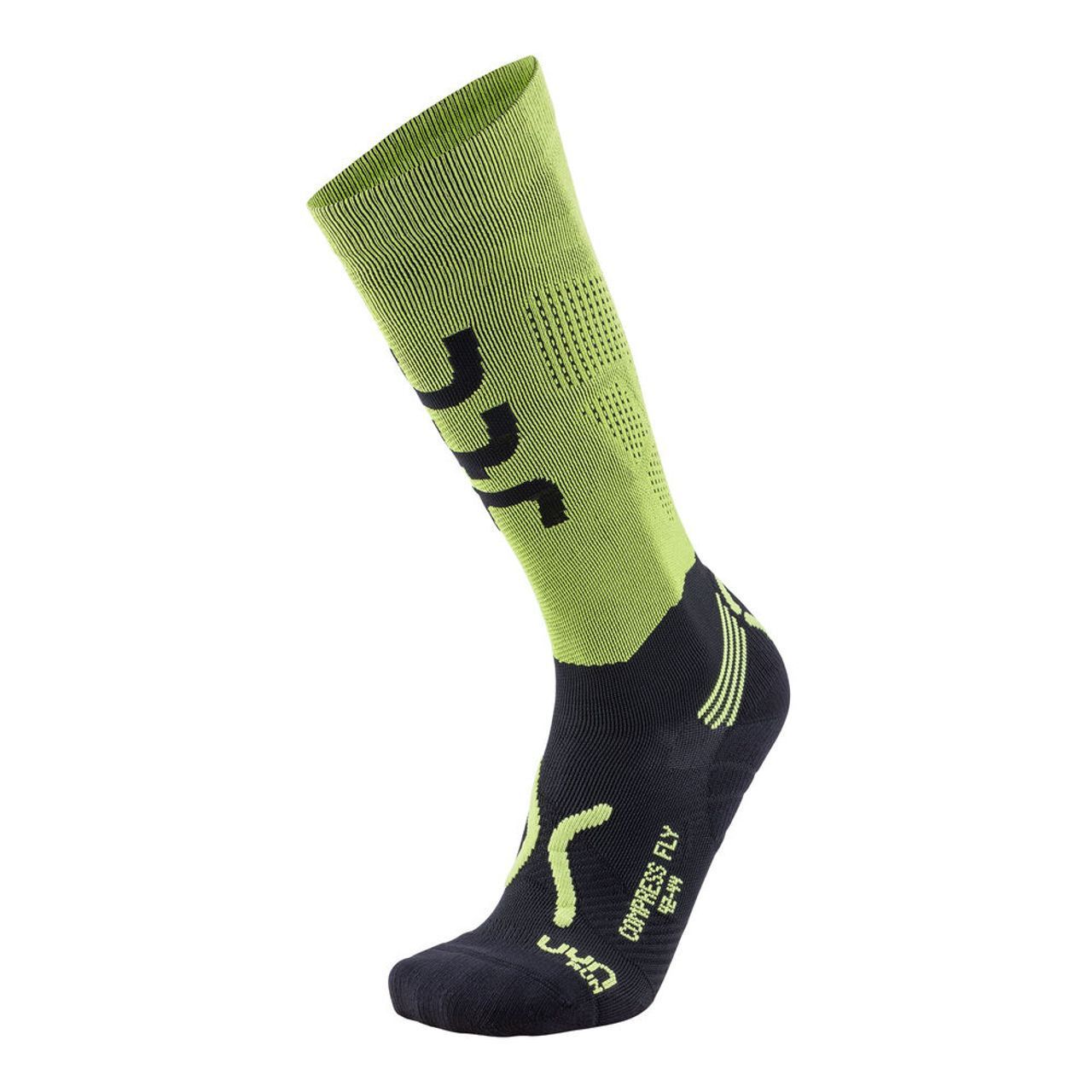 S100070 Мужские компрессионные гольфы UYN для бега FLY MAN (Acid Green/Black Зелёный/Чёрный 39/41)
