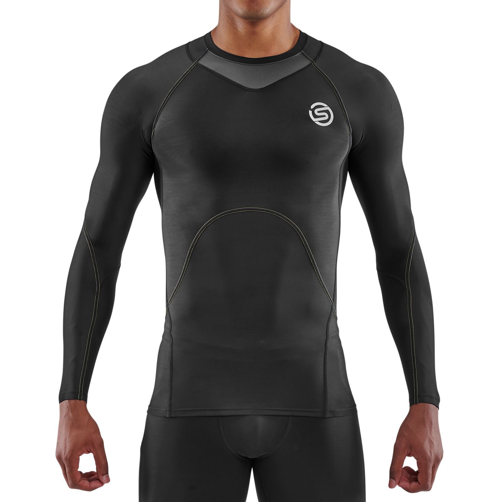 ST0030005 Мужская компрессионная футболка с длинными рукавами SKINS серия 3 (BLACK Чёрный S)