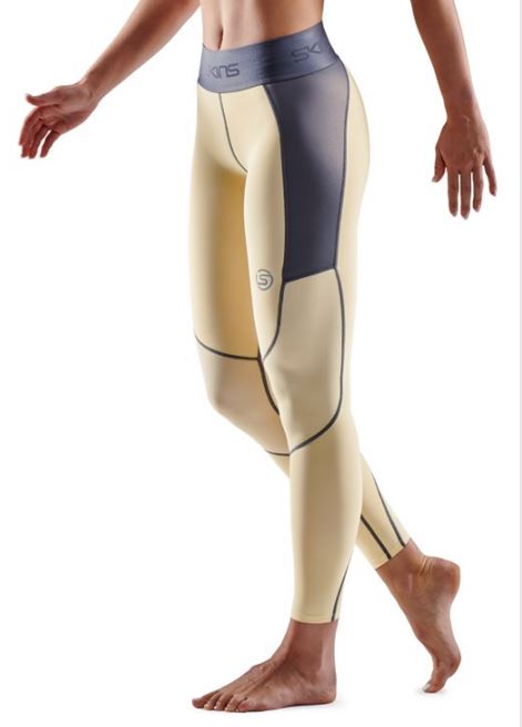 ST4030045 Женское компрессионное трико SKINS серия 3 smp (Yellow Beige/Charcoal Жёлтый/Серый S)