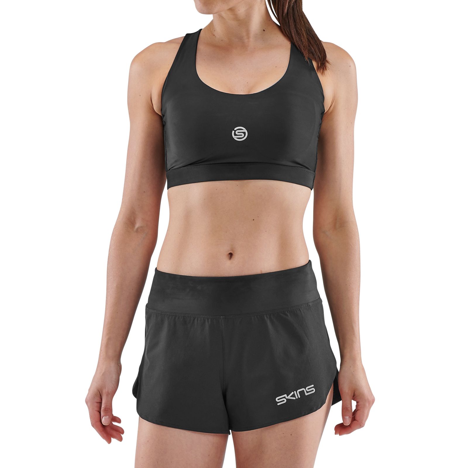 ST4073013 Женский топ Active для бега и фитнеса SKINS серия 3 (Black Чёрный XS)