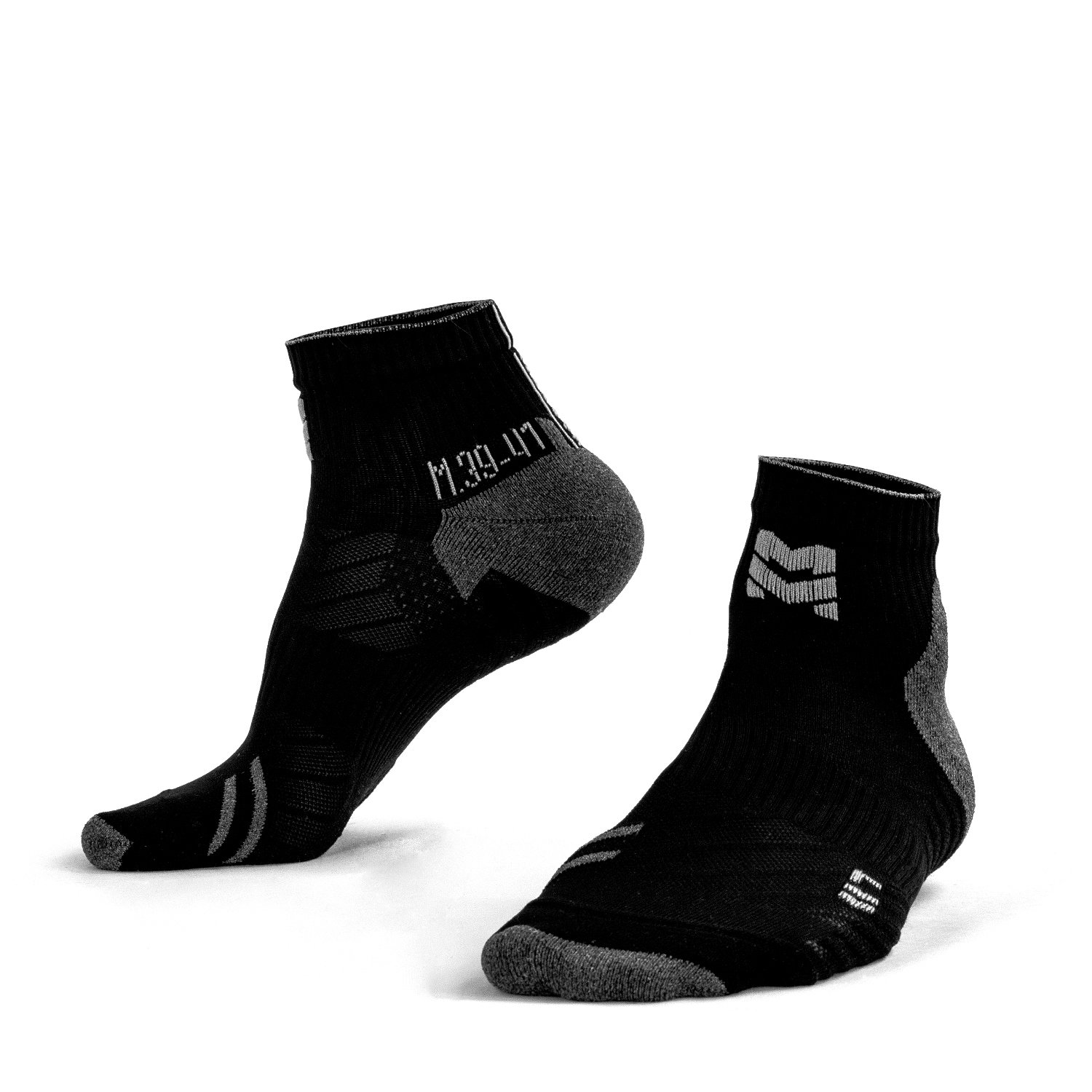 RL-171 Компрессионные спортивные носки Moretan для марафонского бега ULTRALIGHT (BLK/GRY Чёрный/Серый M (39-41))
