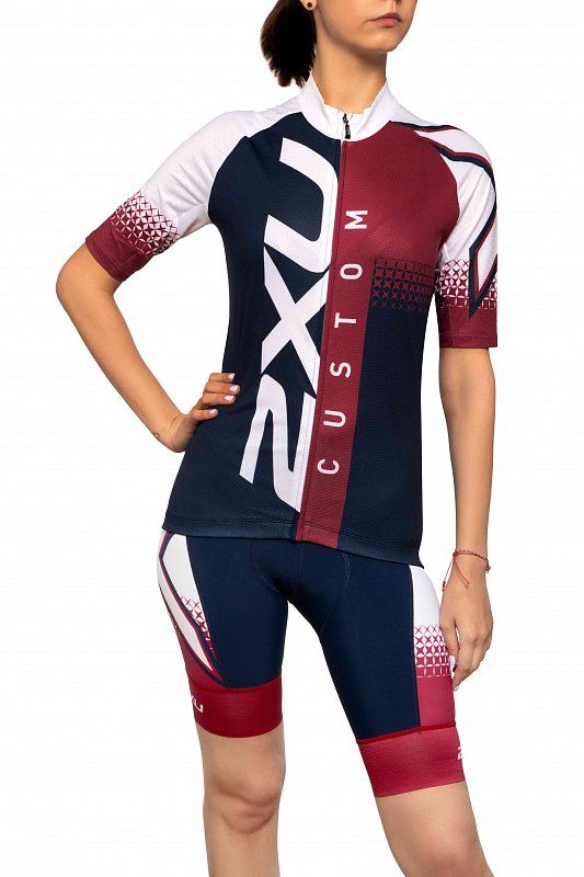 WX4955b Женские велошорты с лямками 2XU серия Элит (Индивидуальный дизайн) (PCD/PCD Синий/Розовый XS)