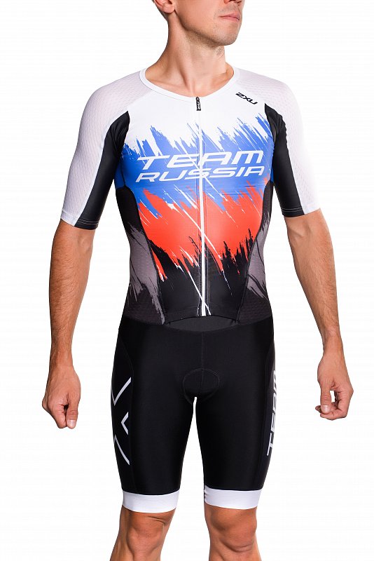 Мужской кастомный стартовый костюм 2XU для триатлона с удлинёнными рукавами серия Perform (индивидуальный дизайн)