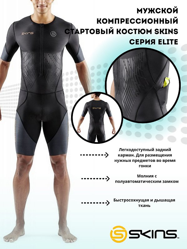 Мужской компрессионный стартовый костюм SKINS серия ELITE